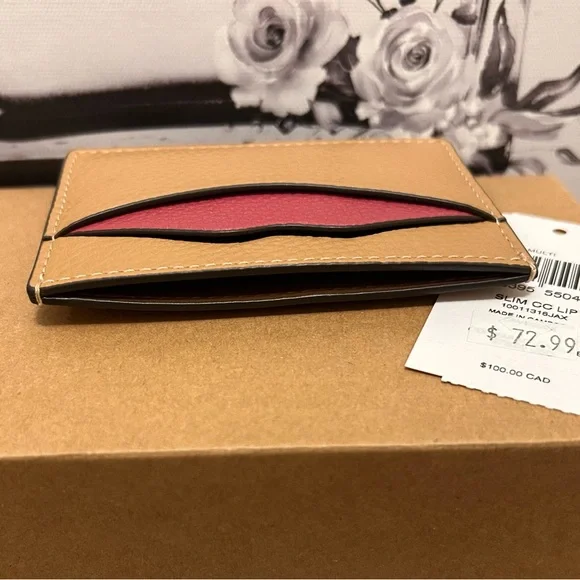 NWT | Coach Tan and Red Card Holder - Picture 4 of 4